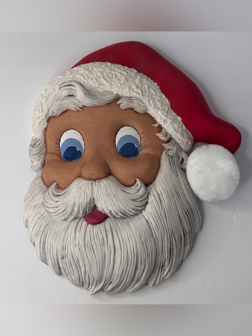 Vintage 1992 Ceramic Santa Head Face Christmas Wall Decor  The Eyes  12”x10"
